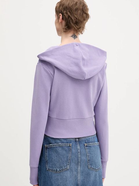 adidas bluza Essentials damska kolor fioletowy z kapturem gładka KC3891