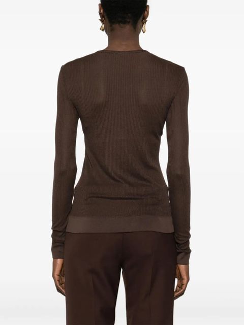 LEMAIRE long-sleeve ribbed top - Brown