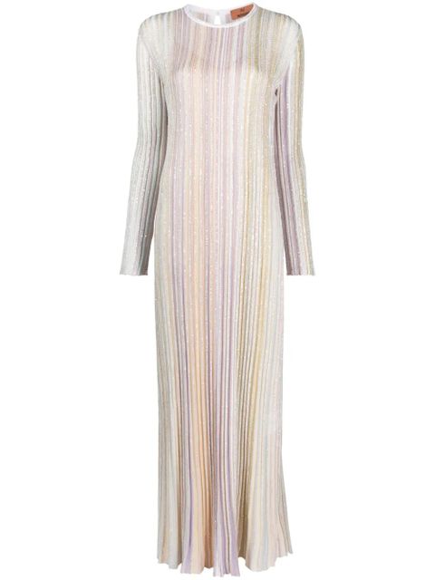 Missoni sequin-embellished striped pleated dress - Purple - zdjęcie produktu nr 1