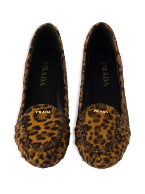 Prada leopard-print loafers - Brown