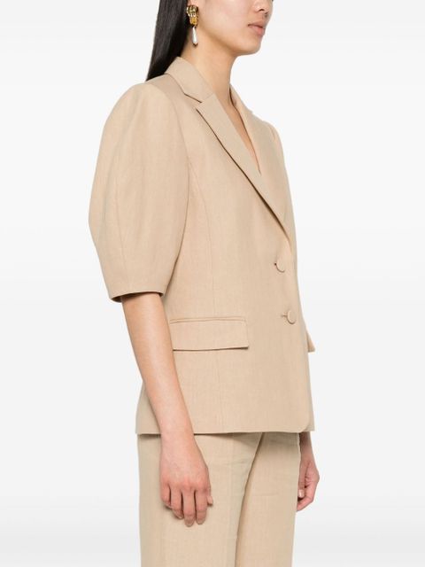 Chloé balloon-sleeve linen jacket - Neutrals
