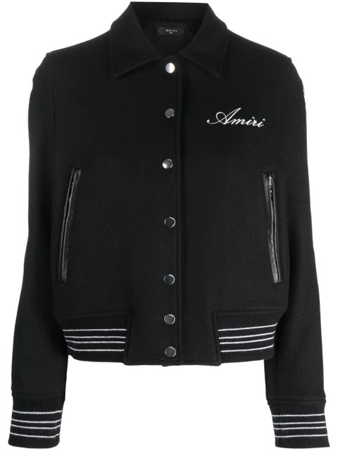 AMIRI logo-embroidered felted bomber jacket - Black - zdjęcie produktu nr 1