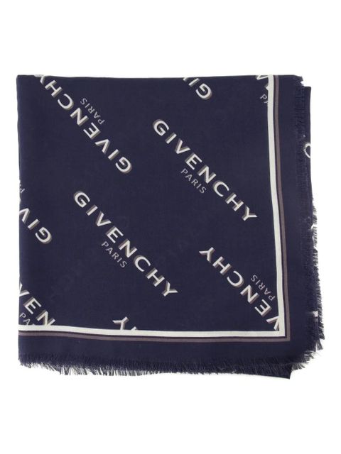 Givenchy monogram fringed scarf - Blue