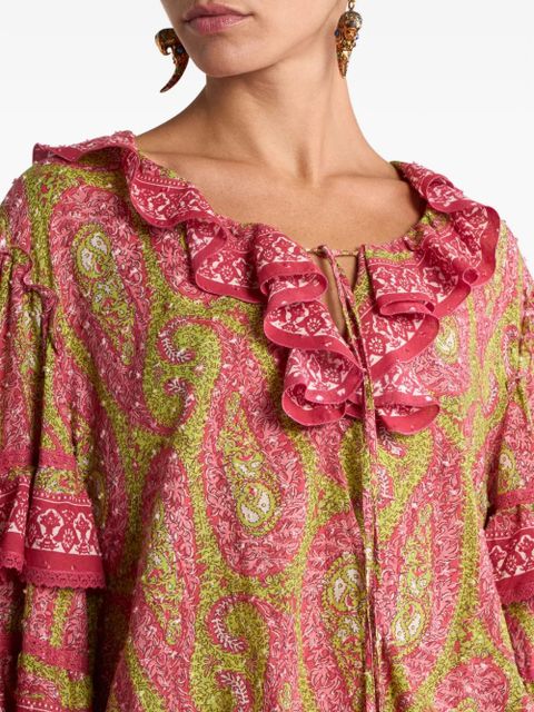 ETRO ruffled paisley-print mini dress - Pink