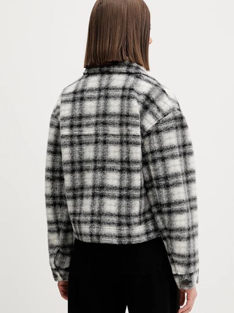 Tommy Jeans kurtka z dodatkiem wełny kolor czarny przejściowa oversize DW0DW21662