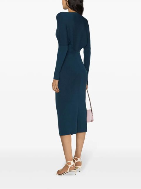 Lanvin decorative-buttons ribbed maxi dress - Blue