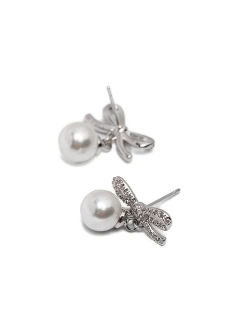 Self-Portrait bow drop earrings - Silver