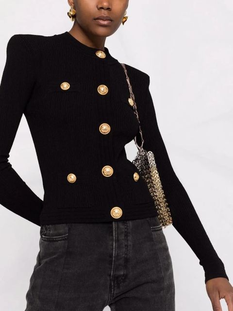 Balmain button-embellished ribbed cardigan - Black