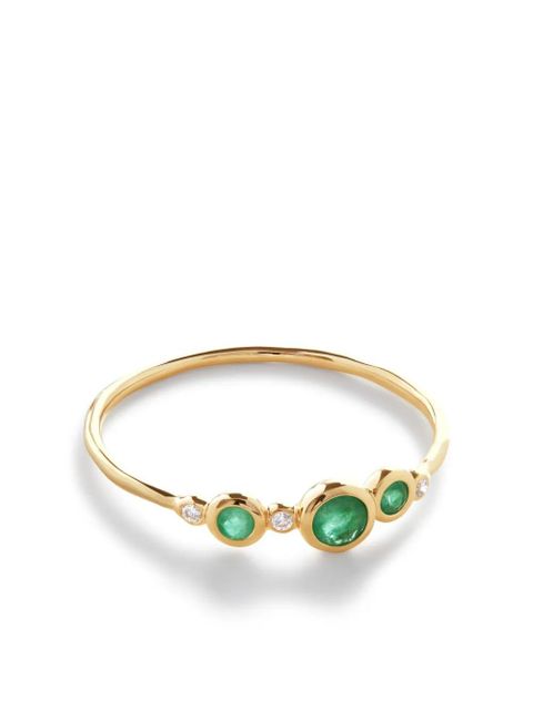Monica Vinader 14kt yellow gold Siren diamond and emerald ring - zdjęcie produktu nr 1