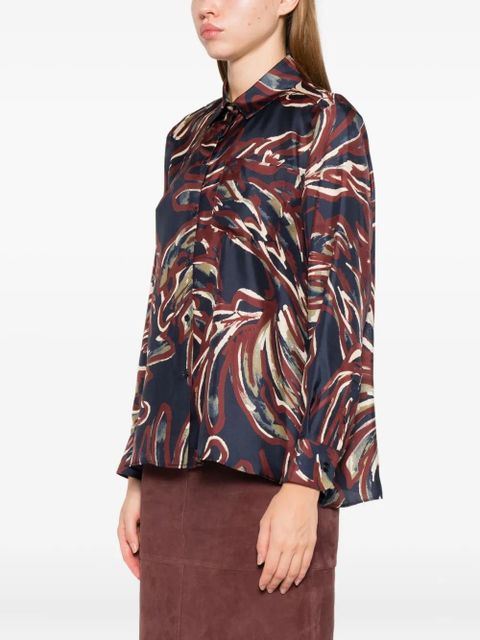 Max Mara buttoned abstract-pattern shirt - Blue