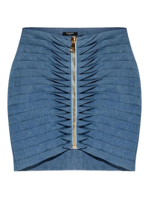 Balmain ruched zip mini skirt - Blue - zdjęcie produktu nr 1