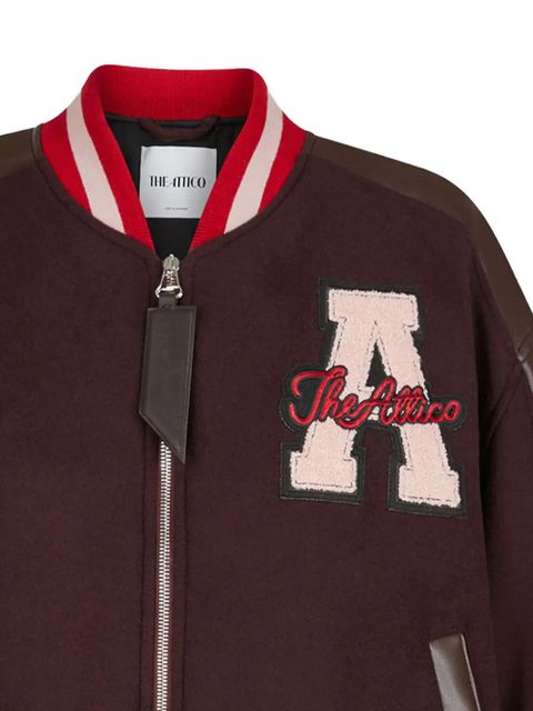 The Attico leather-sleeved logo-patch bomber jacket - Red - zdjęcie produktu nr 2