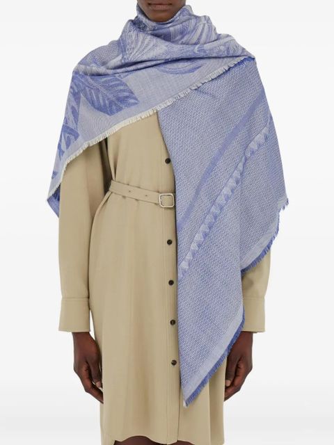 Ferragamo floral-jacquard scarf - Blue