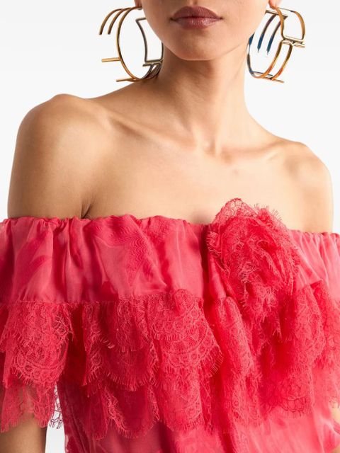 ETRO floral-jacquard dress - Red