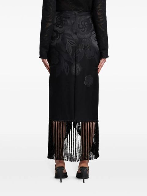 ETRO fringed jacquard maxi skirt - Black