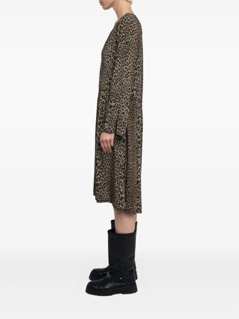 Zadig&Voltaire Rinas leopard-print V-neck mini dress - Brown