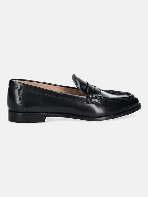 Lauren Ralph Lauren mokasyny skórzane Wynnie damskie kolor czarny na płaskim obcasie 802P02120002