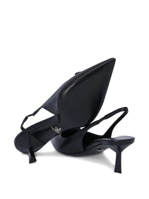 Prada 55mm triangle-logo slingback pumps - Black
