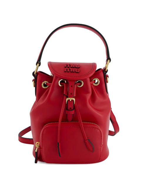 Miu Miu logo-detail leather bucket bag - Red - zdjęcie produktu nr 1