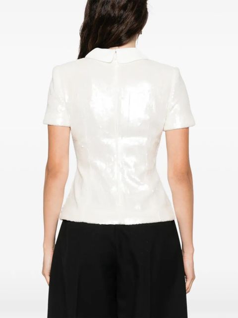 Self-Portrait sequin-embellished top - White