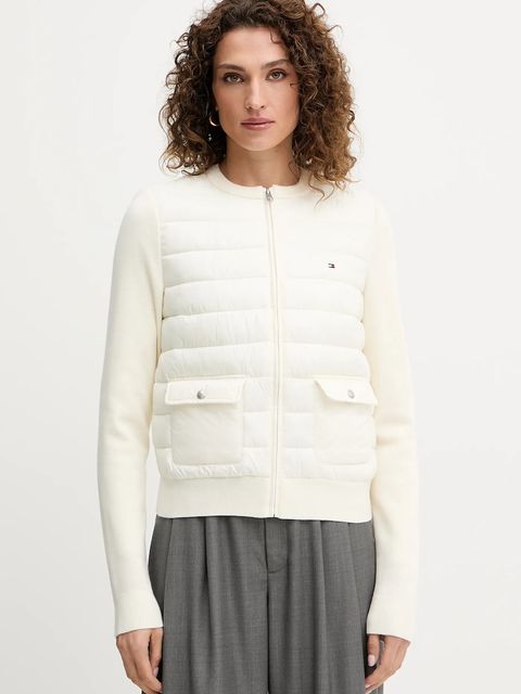 Tommy Hilfiger kurtka z domieszką wełny kolor beżowy przejściowa WW0WW46741 - zdjęcie produktu nr 1