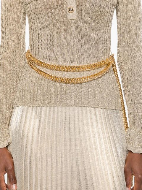 Self-Portrait ribbed-knit lurex maxi dress - Gold - zdjęcie produktu nr 2