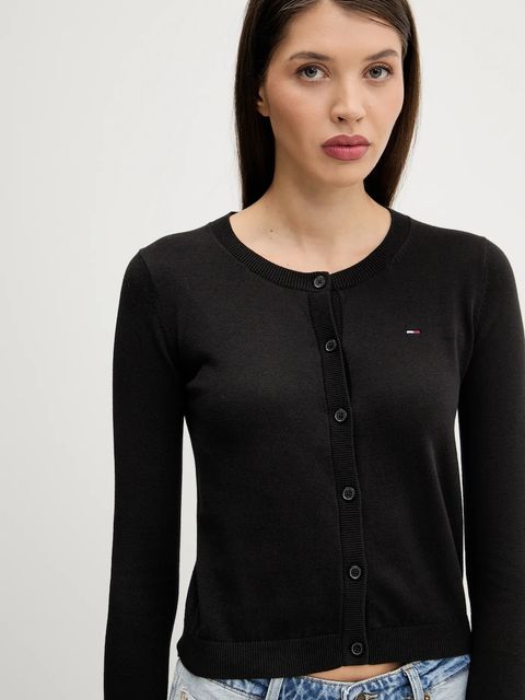 Tommy Jeans kardigan bawełniany damski kolor czarny lekki DW0DW20976 - zdjęcie produktu nr 2