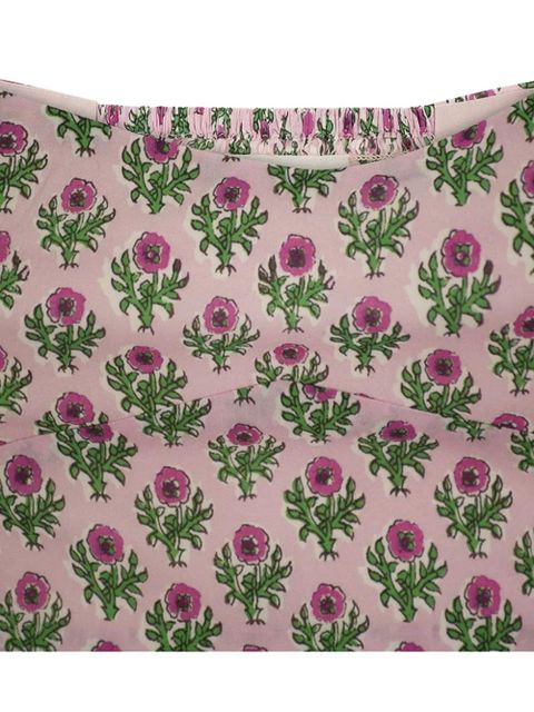 MC2 Saint Barth floral puff-sleeve crop top - Pink