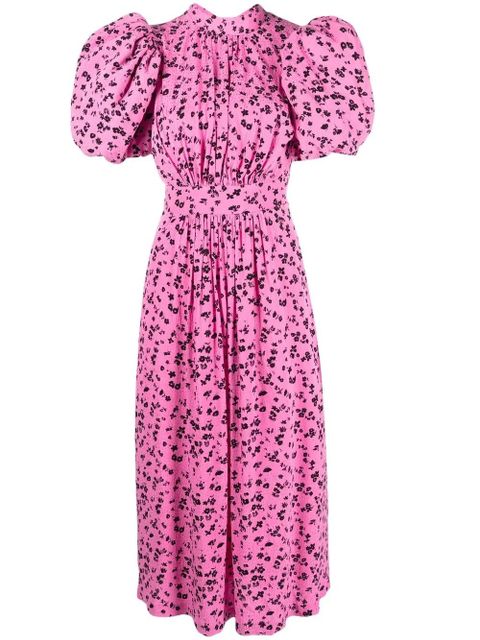 ROTATE BIRGER CHRISTENSEN jacquard puff-sleeve midi dress - Pink - zdjęcie produktu nr 1