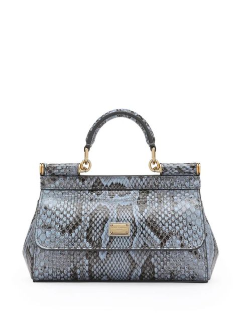 Dolce & Gabbana small Sicily leather tote bag - Blue - zdjęcie produktu nr 1