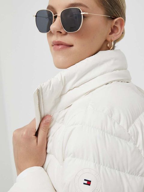 Tommy Hilfiger kurtka puchowa damska kolor beżowy zimowa