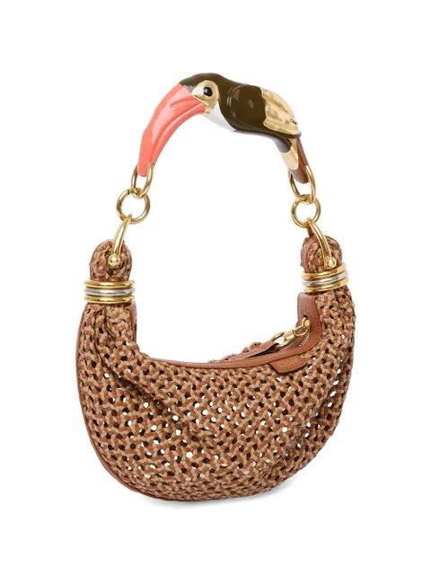 Chloé small Bracelet bird-handle woven tote bag - Brown