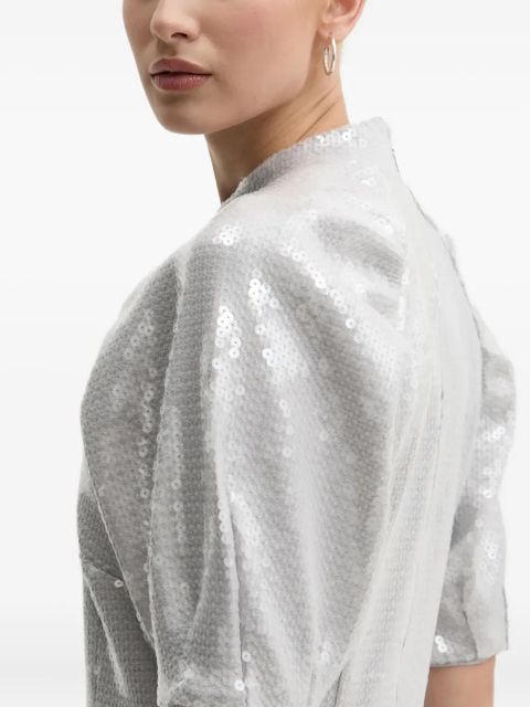 ROTATE BIRGER CHRISTENSEN puff-sleeve sequinned dress - Grey