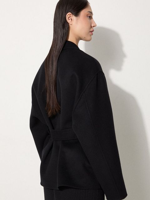 Kenzo kurtka wełniana Double Face Workwear Jacket kolor czarny przejściowa FE62VE2559WA.99