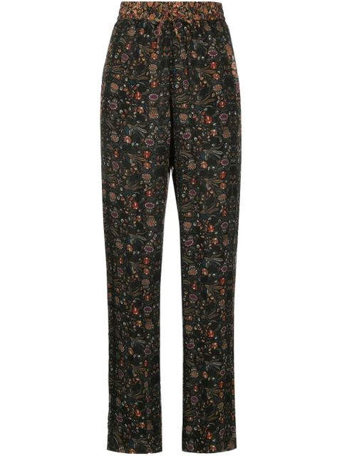 ISABEL MARANT Ozio floral-print silk trousers - Black - zdjęcie produktu nr 1