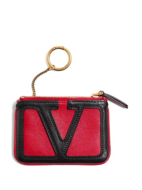 Valentino Garavani logo-detail leather card holder - Red