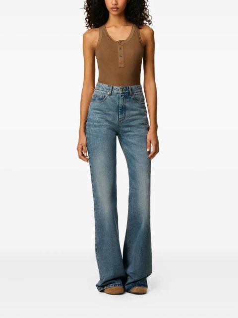 AMI Paris buttoned placket tank top - Brown