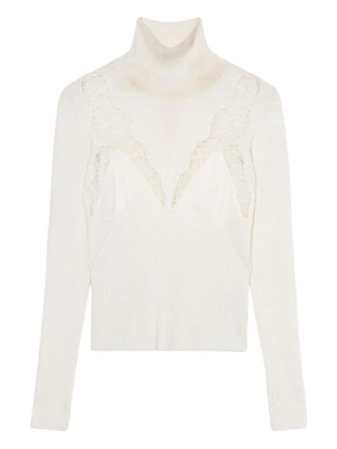 Blumarine lace-embroidered turtleneck jumper - White - zdjęcie produktu nr 1