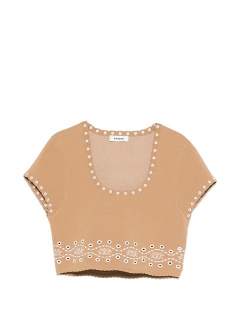 SANDRO cropped T-shirt - Neutrals - zdjęcie produktu nr 1