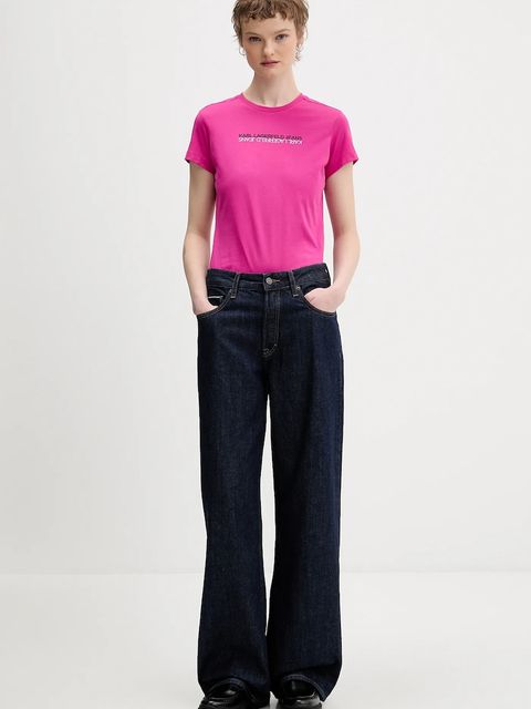 Karl Lagerfeld Jeans t-shirt bawełniany damski kolor różowy B1W17053