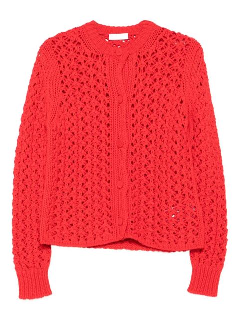 Jil Sander open-knit buttoned-up cardigan - Red - zdjęcie produktu nr 1