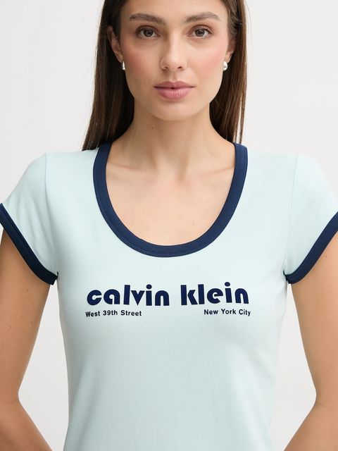 Calvin Klein Jeans sukienka kolor turkusowy mini dopasowana LV047C259G