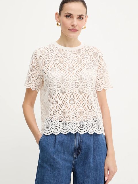 Morgan t-shirt damskie kolor beżowy DEVY - zdjęcie produktu nr 1