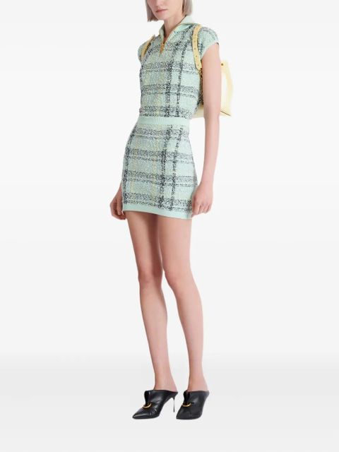 Balmain glitter plaid-pattern mini skirt - Green - zdjęcie produktu nr 2