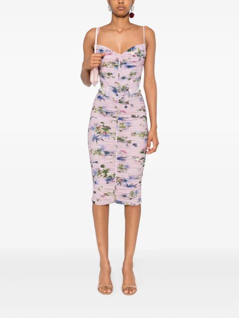Blumarine floral-print ruched midi day dress - Pink - zdjęcie produktu nr 2