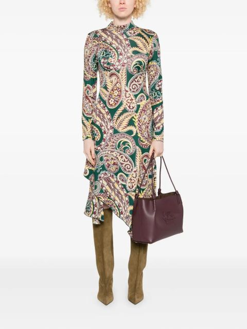 ETRO paisley-print asymmetric midi dress - Green - zdjęcie produktu nr 2