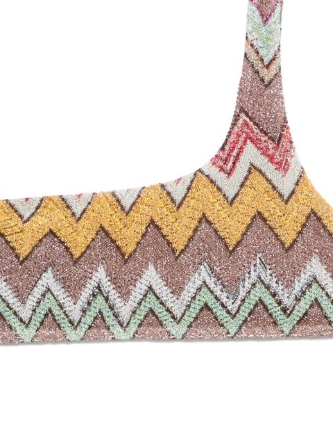 Missoni zigzag one-shoulder bikini - Brown