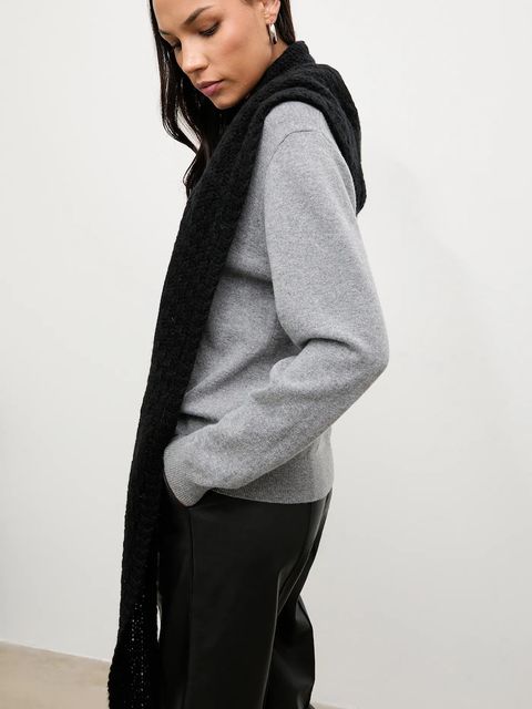 Answear.LAB szalik z wełną merino damski kolor czarny gładki - zdjęcie produktu nr 1