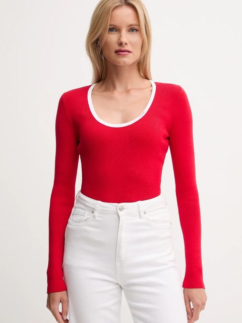 Calvin Klein Jeans sweter damski kolor czerwony LV044D360G - zdjęcie produktu nr 1