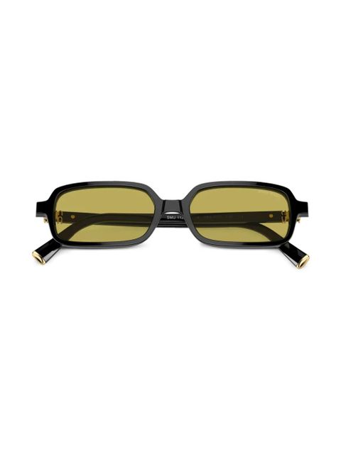 Miu Miu Eyewear logo-lettering rectangle-frame sunglasses - Black